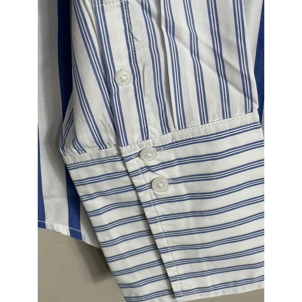 J.Crew Garçon Cotton Poplin Blue White Stripe Button Shirt Women's Size 10 - Picture 6 of 10